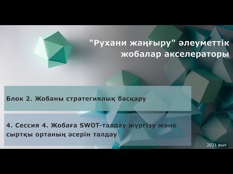 Видео: Сессия 4. Жобаға SWOT-талдау жүргізу және сыртқы ортаның әсерін талдау