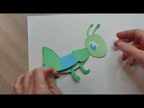 Видео: Кузнечик из бумаги, 3 Д поделка