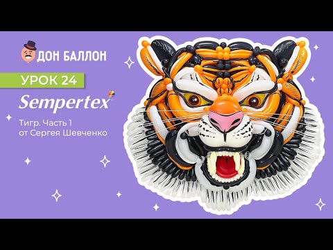 Видео: Урок 24. Часть 1. Тигр от художника по воздушным шарам Сергея Шевченко