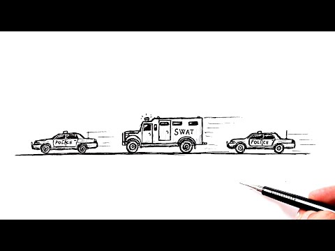 Видео: Как нарисовать полицейский конвой | Рисунок машины