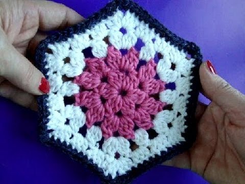 Видео: Вязание крючком Урок 245 Шестигранный мотив Crochet hexagon motif