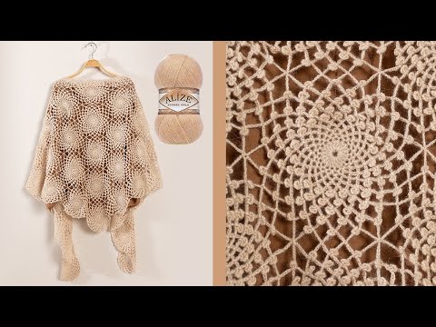 Видео: Alize Angora Gold ile Ortanca Motifli Şal | Shawl Tutorial | Изготовление Шали