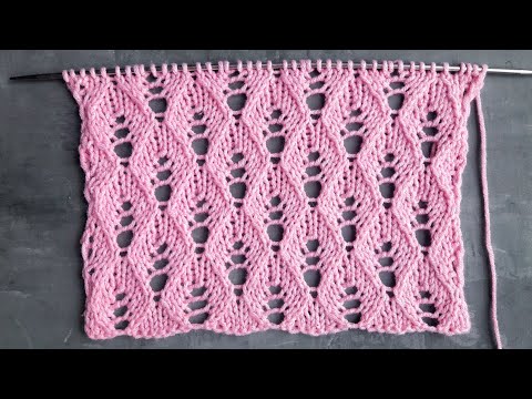 Видео: Ажурные ромбы спицами / Узор для вязания летних топов, джемперов, палантинов