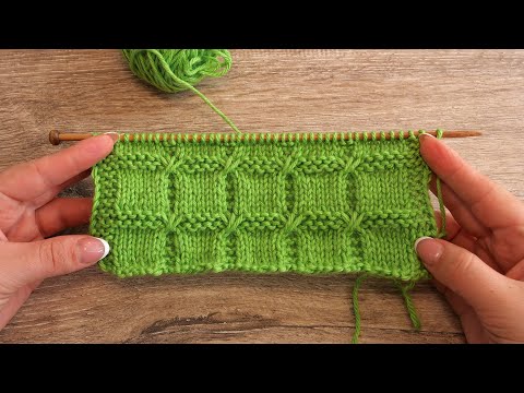 Видео: 🆓 Узор «Квадраты» спицами | «Squares» knitting pattern
