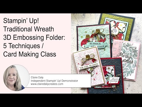 Видео: Мастер-класс по изготовлению открыток «Stampin' Up!» с традиционной тиснёной папкой в ​​виде венк...