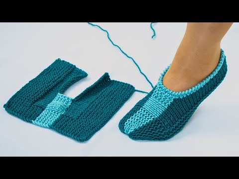 Видео: Вязаные тапочки для начинающих быстро пошагово!