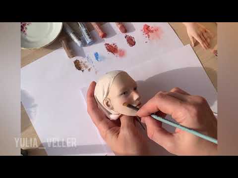 Видео: Роспись лица авторской куклы Faceup doll tutorial, Face Makeup doll