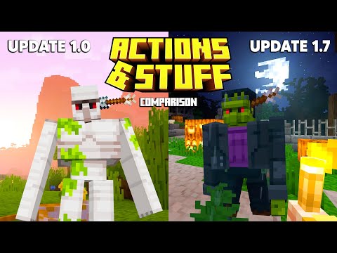 Видео: Сравнение анимированных трейлеров Actions & STUFF 1.7 в Minecraft Bedrock (Хэллоуин)