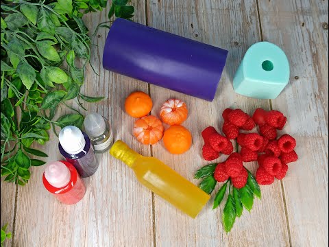 Видео: Обзор и заливка новых силиконовых форм от Мир Мыла и ТакКруто. Малина, бутылка вина и мандарины.