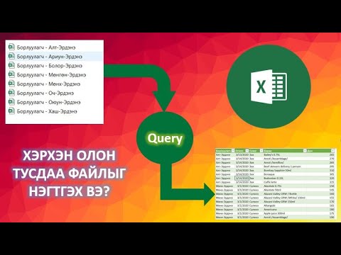 Видео: MS EXCEL ОЛОН ФАЙЛУУД ХЭРХЭН НЭГТГЭХ ВЭ? #EXCEL #QUERY #COMBINE COMBINE Multiple Excel