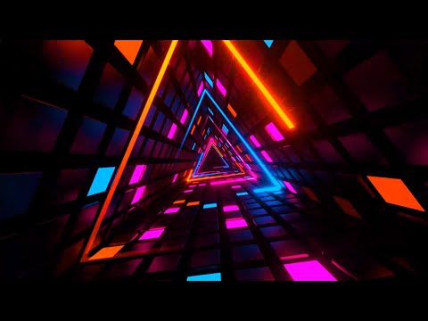 Видео: 🔷 4K Заставка – Вращающийся Неоновый Треугольный Тоннель – Фон для VJ (Без Звука)