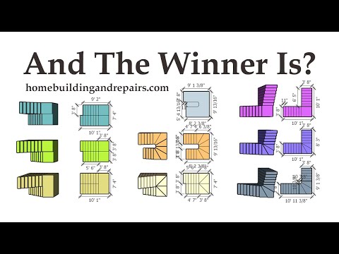 Видео: Узнайте, какие типы лестниц с винтовыми или площадочными забежными ступенями займут больше всего ...