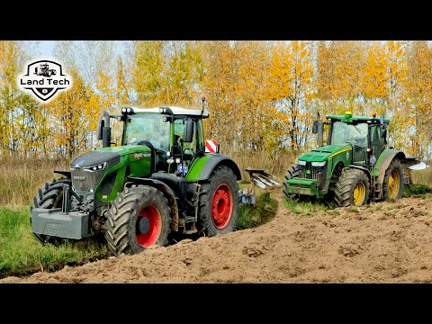 Видео: Трактор Fendt 933 спустя год эксплуатации! Вспашка залежных земель вместе с John Deere 8310R.