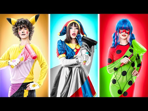 Видео: Преображение одного цвета челлендж! Помни vs Леди Баг vs Пикачу!