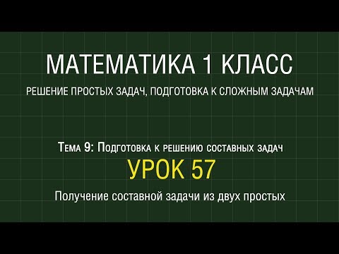 Видео: Математика 1 класс. Урок 57. Получение составной задачи из двух простых (2012)