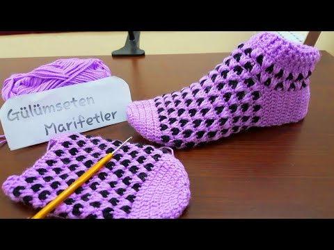 Видео: вязание тапочки спицами