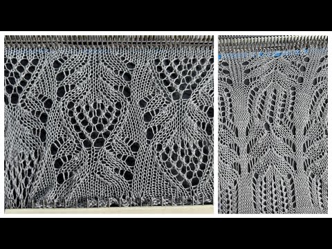 Видео: Ажур с одним проходом основной каретки. Медвежьи лапки узор для перфокарты