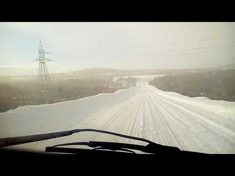 Видео: Дорога через Ура-губа в Видяево.  15 марта 2018г.