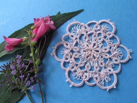 Видео: Розовая снежинка.Фриволите иглой.