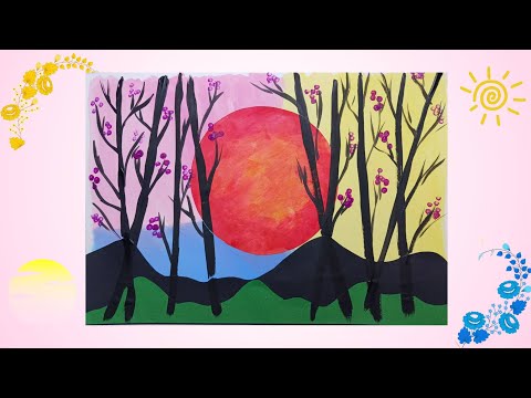 Видео: Вечірній ПЕЙЗАЖ 🖌️ Малювання + елементи аплікації 🎨 Evening landscape