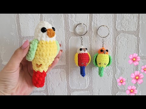 Видео: Попугай брелок вязаный крючком🦜crochet parrot🦜gehäkelter Papagei