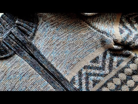 Видео: Кардиган мужской, связанный спицами. Men's cardigan knitted with knitting needles.