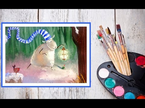 Видео: Видео урок Рисуем гуашью Новогоднюю овечку Вариант №2