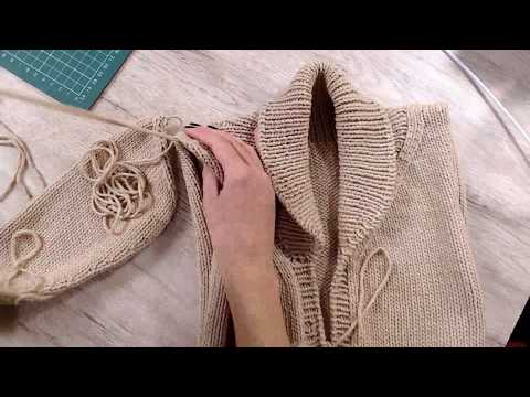 Видео: Вяжем кардиган. Выпуск 12. Сшиваем кардиган и пришиваем накладной карман