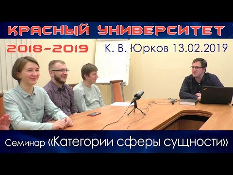 Видео: Семинар «Категории сферы сущности». К.В.Юрков. Красный университет. 13.02.2019.