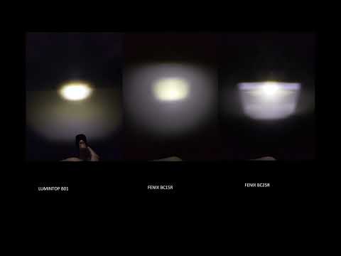 Видео: Fenix BC15R тест и сравнение с Fenix BC25R Lumintop B01. В конце видео фото прямых бимшотов