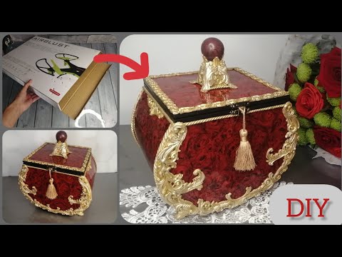 Видео: DIY🌹A chic box from a cardboard box!  Как из картонной коробки сделать шикарную шкатулку!?