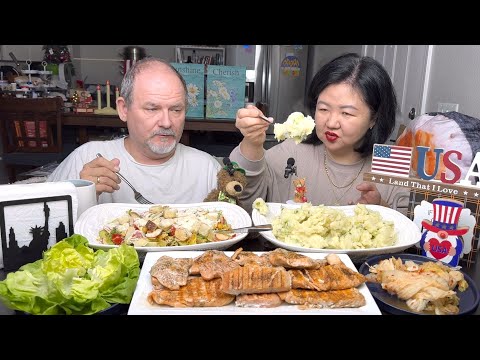 Видео: МУКБАНГ Семга на ГРИЛЕ с ПЮРЕШКОЙ, Салат, ЧИМЧИ, Зелень, Все Как мы ЛЮБИМ! Заходите Вместе ПООБЕДАЕМ