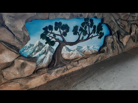 Видео: Артбетон Покраска Декоративного камня Скала Cement texture painting diy
