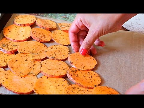 Видео: Как приготовить БАТАТ (сладкий картофель) вкусно. ЧИПСЫ из батата с оливковым маслом и специями.