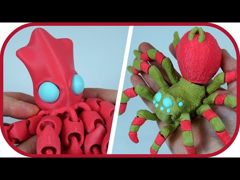 Видео: Паук, Кальмар, Летучие мыши, Животные на 3D принтере Creality K2 Pro Combo. Подвижные антистрессы.
