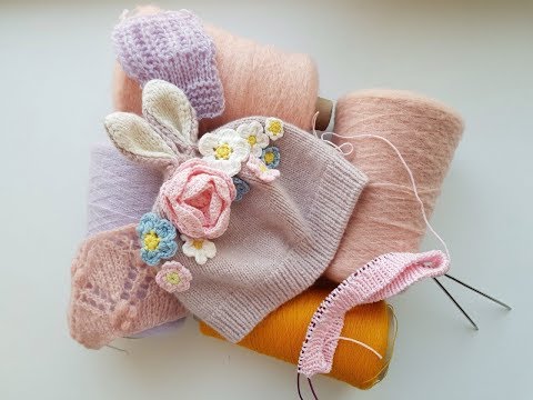 Видео: Вязание: шапка -зайка, процессы, покупки необычной пряжи