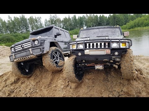 Видео: Гелик G500 против Hummer H2 на бездорожье! ... Offroad для Traxxas TRX4 и Vaterra