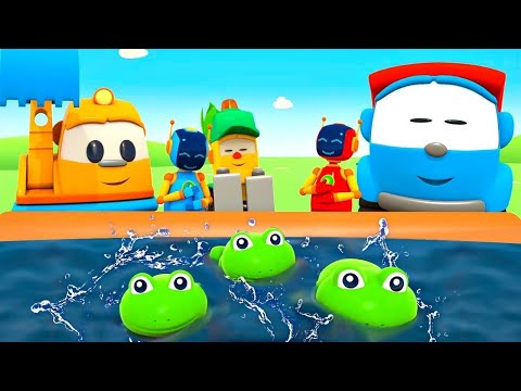 Видео: Обратный счет с Левой - Песенка 5 лягушат. Развивающие мультики и песни Грузовичок Лева