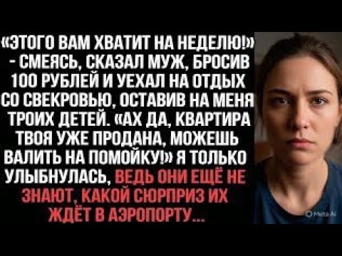 Видео: Муж бросил 100 рублей и уехал со свекровью на отдых, оставив меня с детьми. Но в аэропорту их ждал..
