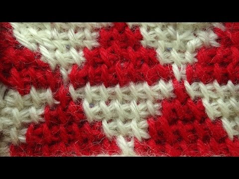 Видео: Тунисский жаккард без протяжек Tunisian crochet stitches 33