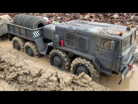 Видео: Cross Rc BC8, MAZ537 Mammoth mit Cross Rc Trailer T005, SCHLAMM, МАЗ 537
