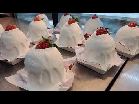 Видео: Клубничный шифоновый торт - корейская уличная еда