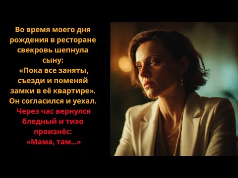 Видео: На моём юбилее свекровь тихо сказала сыну:«Пока все собрались, съезди и смени замки в её квартире!»