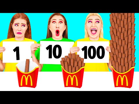 Видео: 100 Слоев Еды Челлендж | Смешные Челленджи с Едой от Fun Fun Challenge
