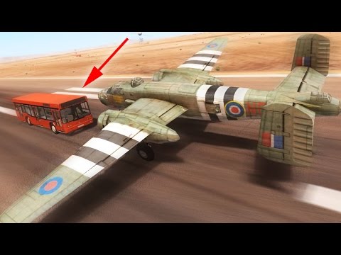 Видео: Что будет, если посадить самолёт на автобус? - BeamNG Drive
