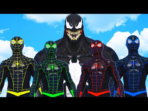 Видео: команда человека-паука миль моралес против яда - эпическая битва супергероев