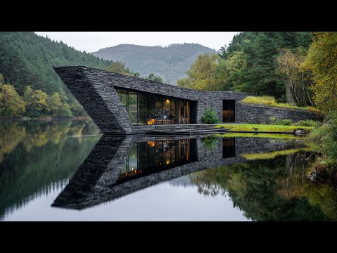 Видео: Дом из черного камня на берегу озера с изгибами, в существование которых вы не поверите!