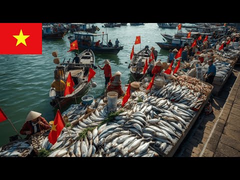 Видео: Традиционный рынок Вьетнама | Свежая рыба и местная жизнь в Хынгйене