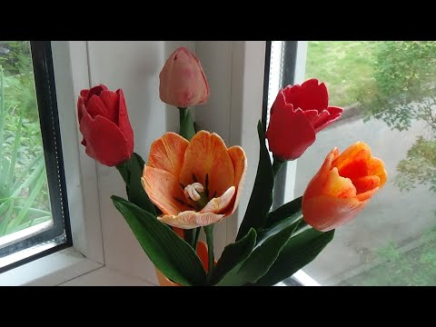 Видео: ТЮЛЬПАН ИЗ ХОЛОДНОГО ФАРФОРА (TULIP cold porcelain)