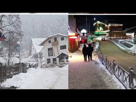 Видео: Russian Ski Resort Village Day and Night Life, Dombay || Горнолыжный курорт Домбай